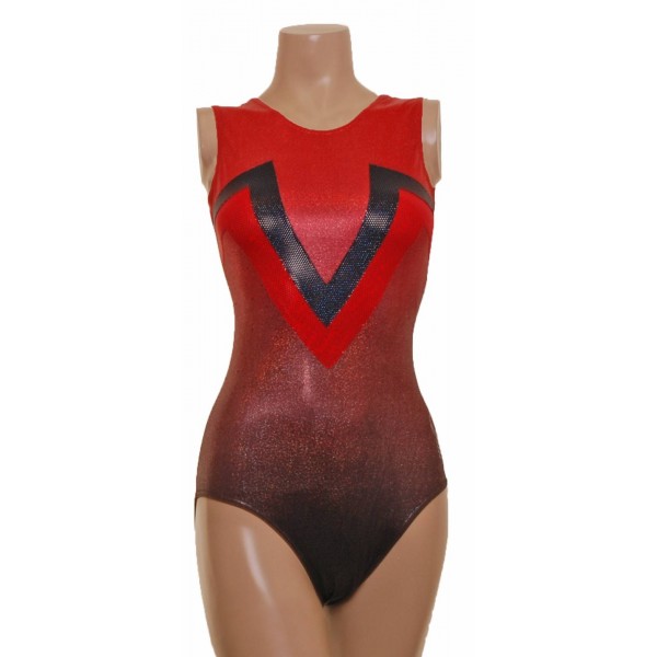 Tokyo Red/Black Ombre Sleeveless Gymnastic Leotard (052a)