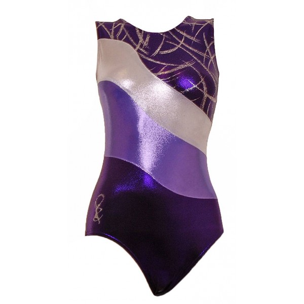 Multi-Wave Purple Sleeveless Gymnastic Leotard (061b)