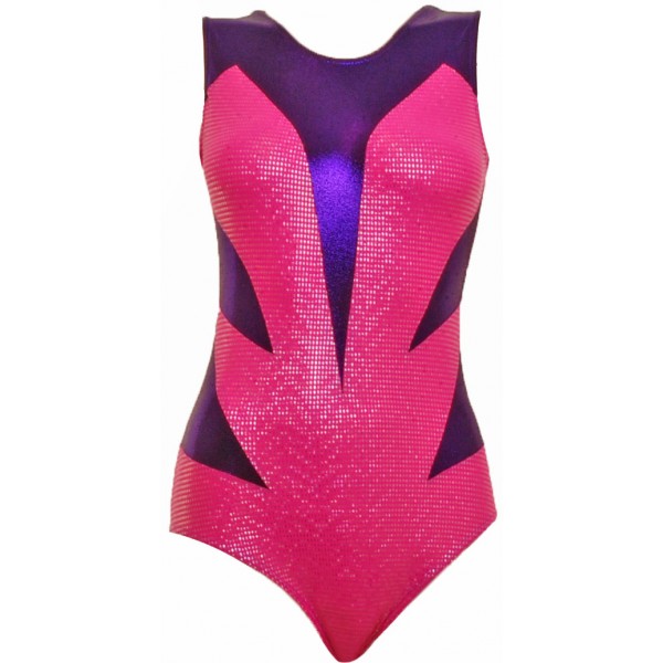 Cascade Purple and Pink Sleeveless Gymnastic Leotard (056a)