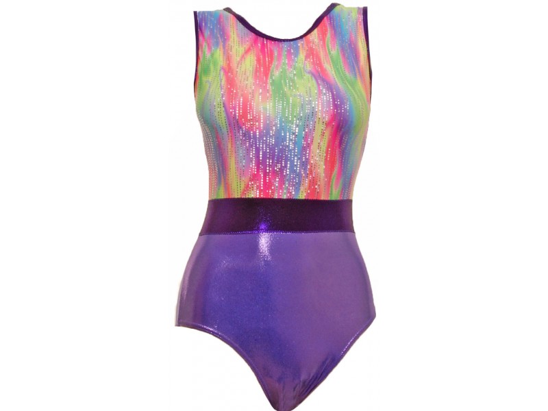 Moscow Multi and Lilac Gymnastic Leotard | Olympique