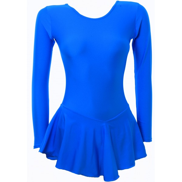 Royal Blue Lycra Training Long Sleeves Skating Dress (S115e)