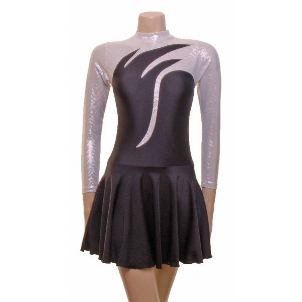 Silver Hologram and Black Lycra Majorette Dress