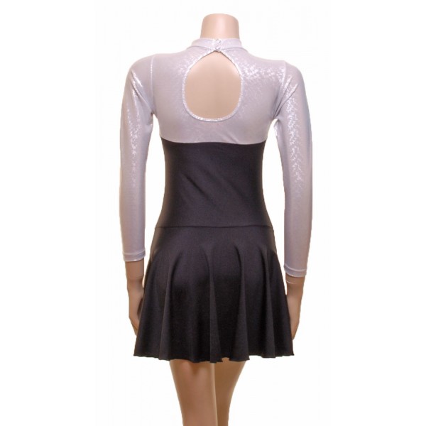 Silver Hologram and Black Lycra Majorette Dress