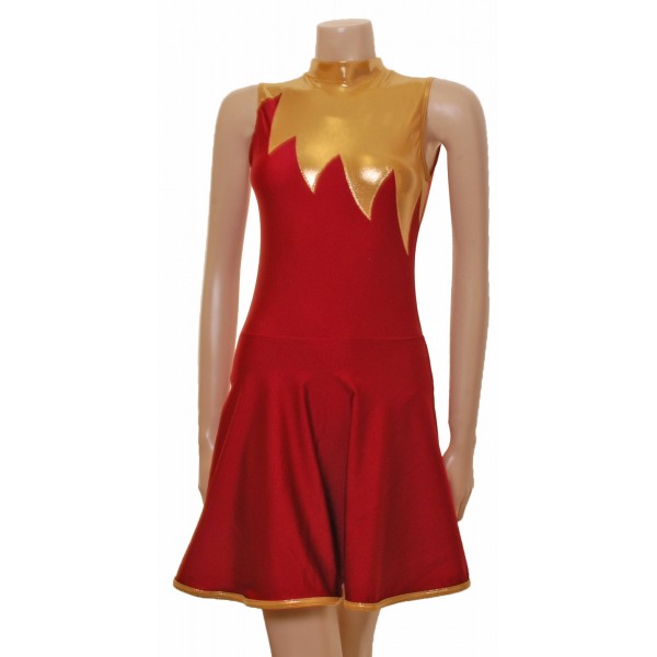 Carnation Majorette Dress with Gold Shine Detail.