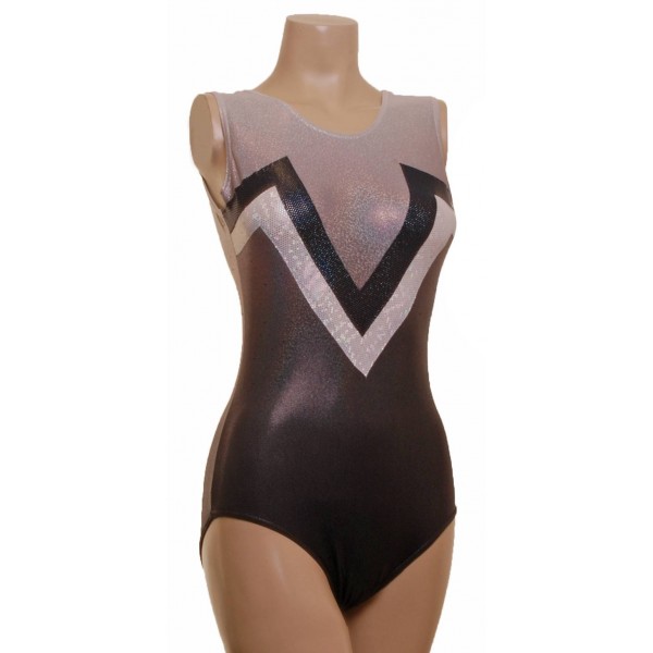 Tokyo Silver/Black Ombre Sleeveless Gymnastic Leotard (052b)