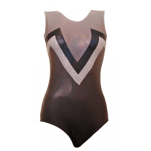 Tokyo Silver/Black Ombre Sleeveless Gymnastic Leotard (052b)