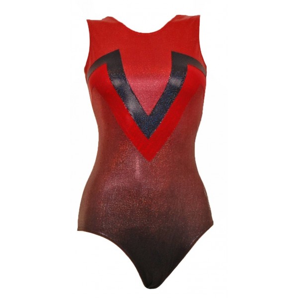 Tokyo Red/Black Ombre Sleeveless Gymnastic Leotard (052a)