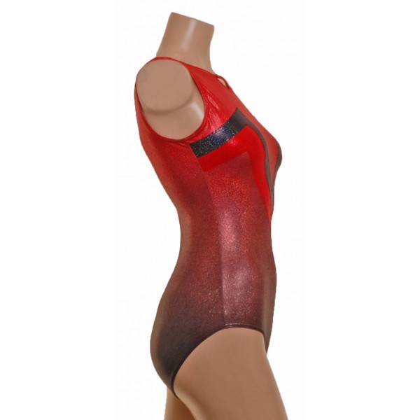 Tokyo Red/Black Ombre Sleeveless Gymnastic Leotard (052a)