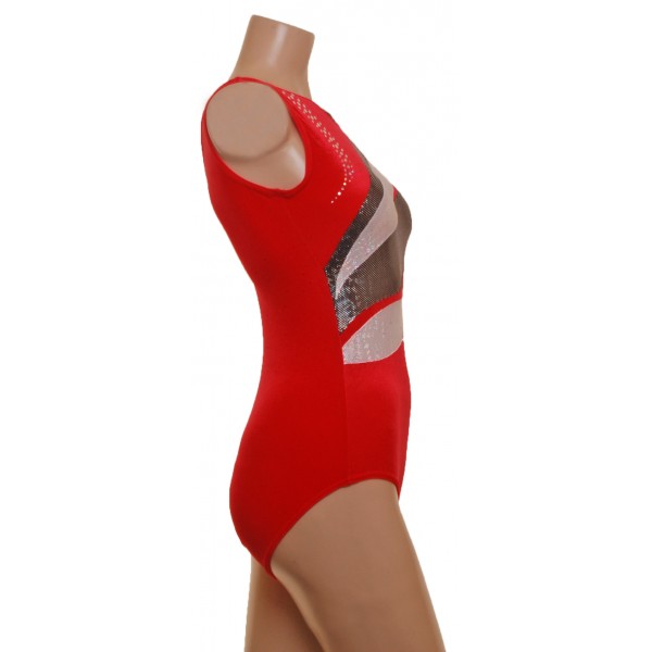 Expression Red Sleeveless Gymnastic Leotard (037b)