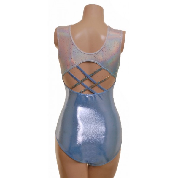 Spirit Blue/Gold Sleeveless Gymnastic Leotard (069a)