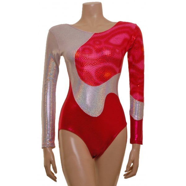 Saturn Red Long Sleeved Gymnastic Leotard (071a)