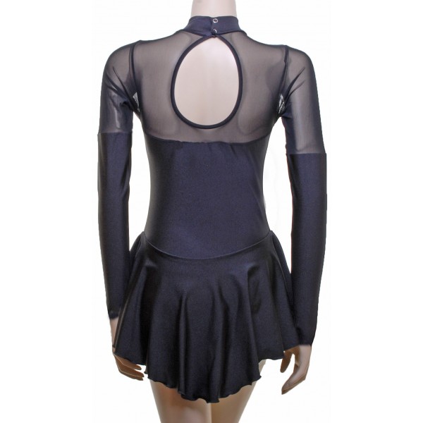 Black Lycra and Mesh Long Sleeve Skating Dress