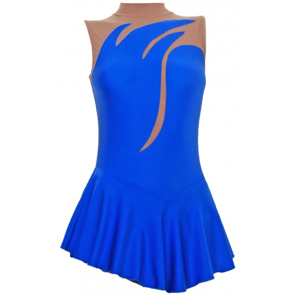 Vesuvius Royal Blue Lycra/Bodystocking  Sleeveless Skating Dress (S097a)