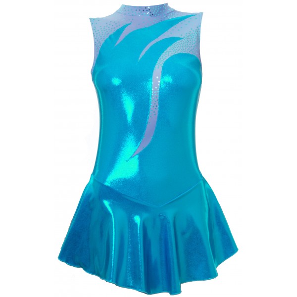 Vesuvius Turquoise Shine/Foiled Detail Sleeveless Skating Dress (S097g)