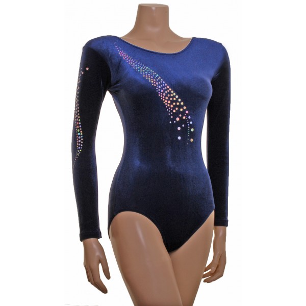 Vogue Navy Smooth Velvet Long Sleeve Gymnastic Leotard (001f)