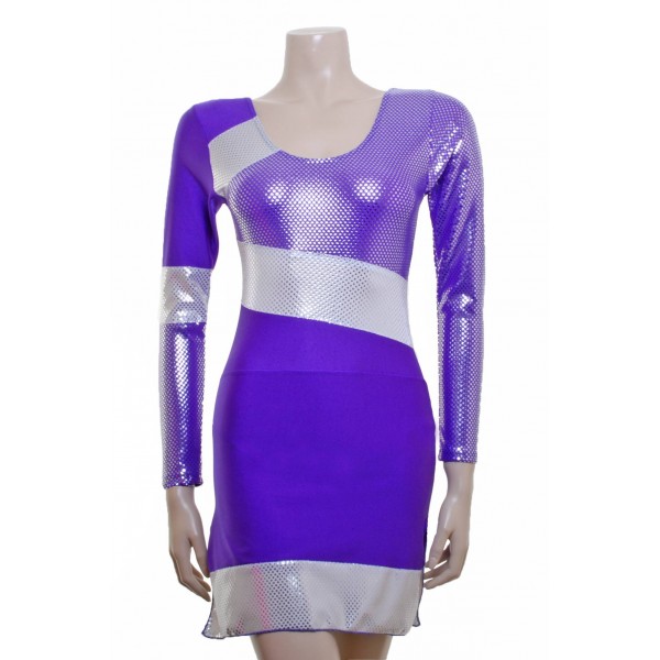 Purple and silver majorette dress
