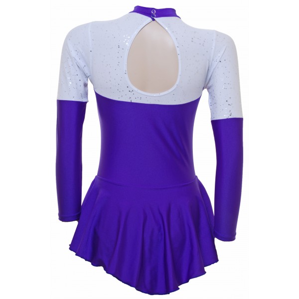 Purple and White Mesh Long Sleeve Skating Dress  (S096d)