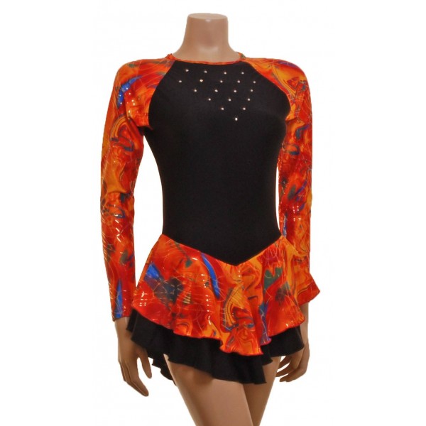 Orange and Black Skating Dress (S119a)