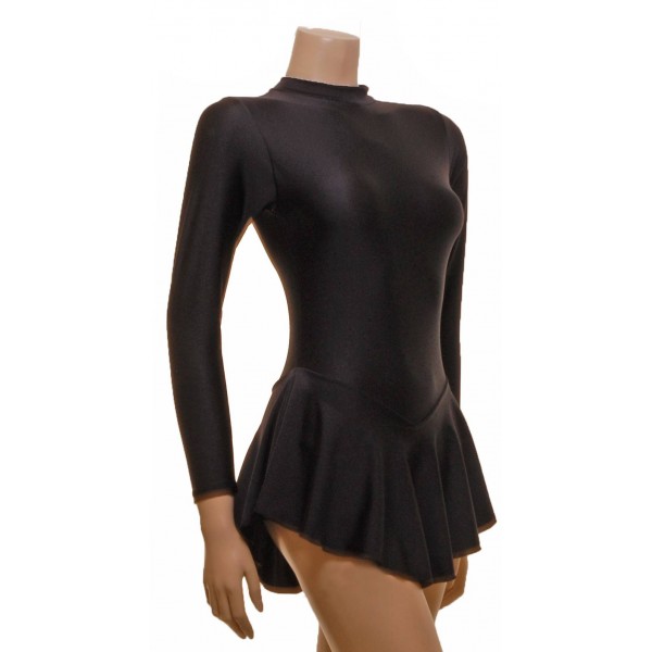 Black Lycra Training Long Sleeves Skating Dress (S107e)