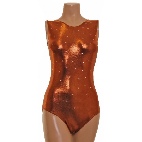 Crystal Copper Sleeveless Gymnastic Leotard  (051c)