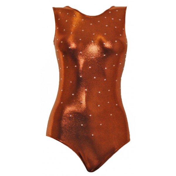 Crystal Copper Sleeveless Gymnastic Leotard  (051c)