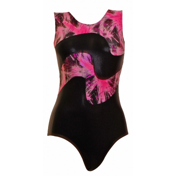 Zircon Pink Splash Sleeveless Gymnastic Leotard (027f)