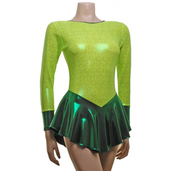 Emerald and yellow skating dress