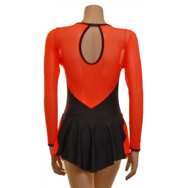 Orange and Black Long Sleeve Skating Dress