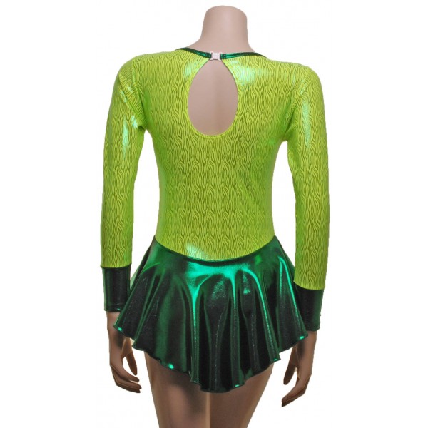 Emerald and yellow skating dress