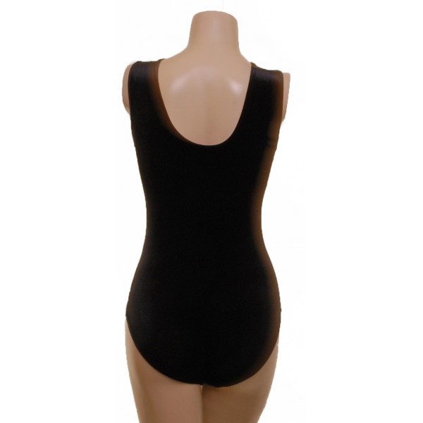 Seoul Black/Silver Sleeveless Gymnastic Leotard (067a)