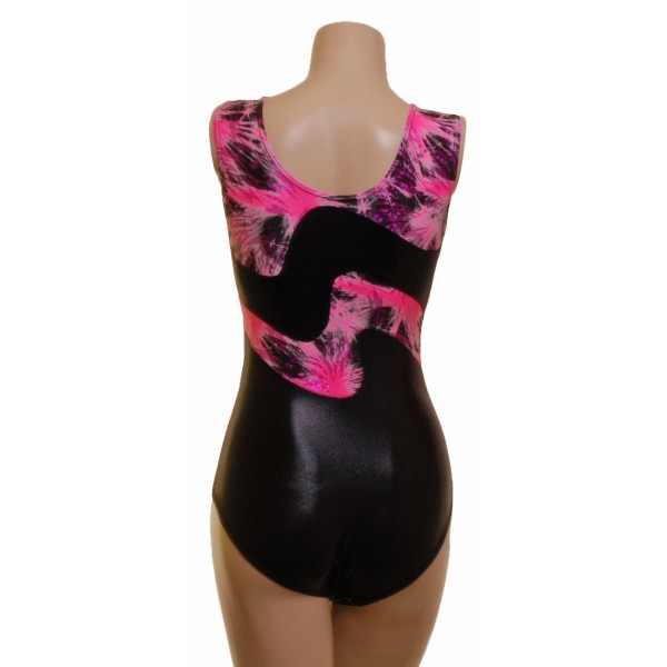 Zircon Pink Splash Sleeveless Gymnastic Leotard (027f)