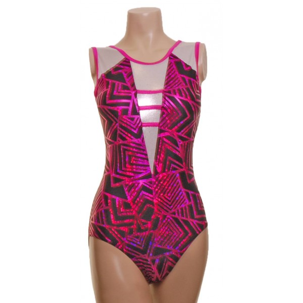 Atlantic  Cerise/Black Sleeveless Gymnastic Leotard (064b)