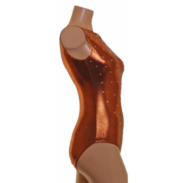 Crystal Copper Sleeveless Gymnastic Leotard  (051c)