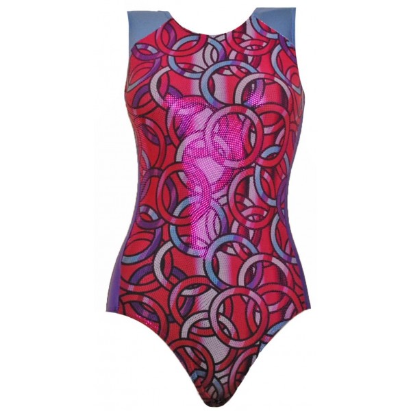 Topaz Sleeveless Gymnastic Leotard Red Hologram Foil