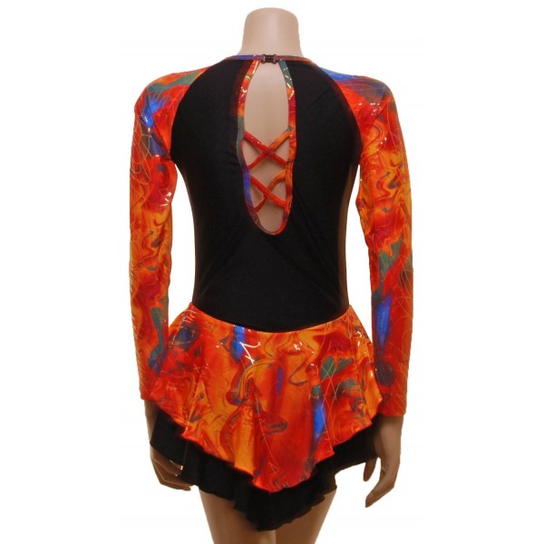 Orange and Black Skating Dress (S119a)