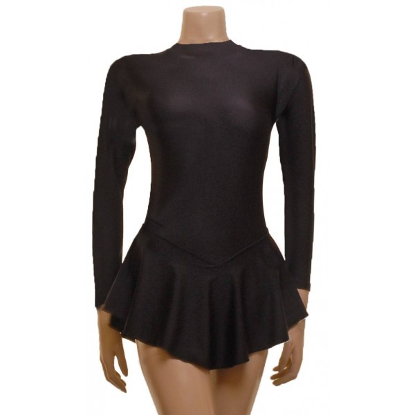 Black Lycra Training Long Sleeves Skating Dress (S107e)