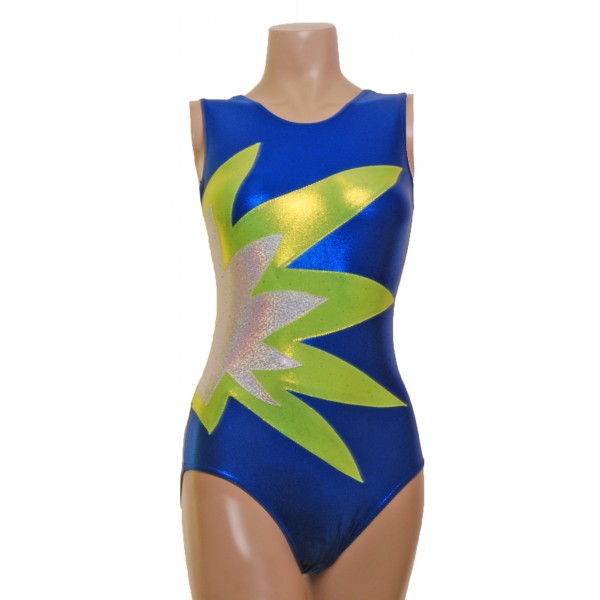 Starburst Royal Blue Sleeveless Gymnastic Leotard (043d)