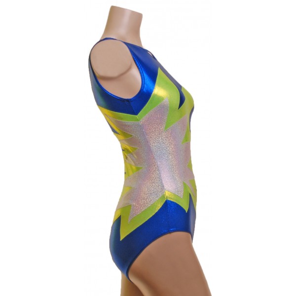 Starburst Royal Blue Sleeveless Gymnastic Leotard (043d)