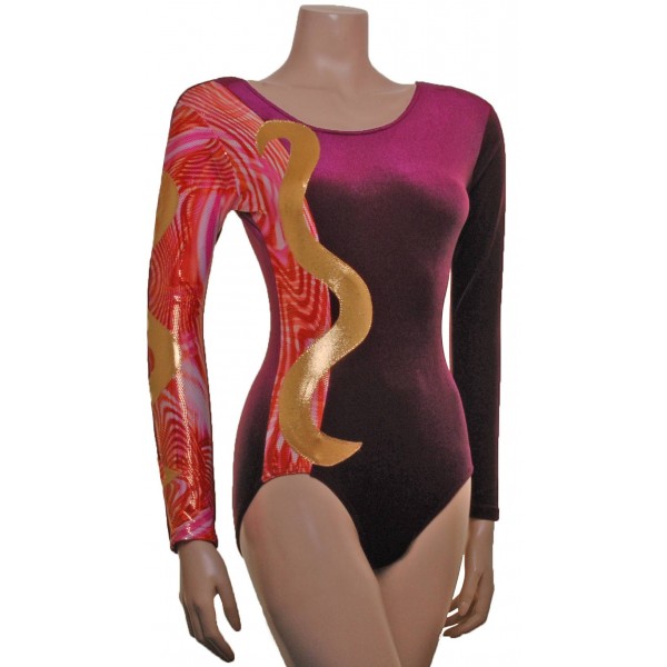 Spectrum Burgundy Long Sleeve Gymnastic Leotard 