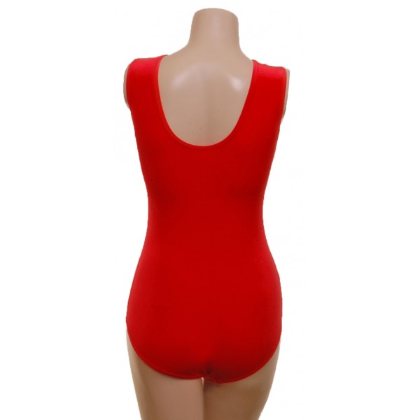 Seoul Red/Silver Sleeveless Gymnastic Leotard (067b)