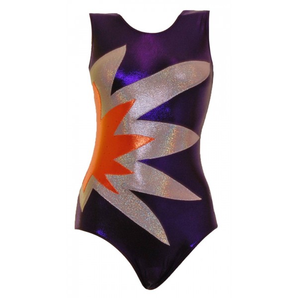 Starburst Purple Sleeveless Gymnastic Leotard 