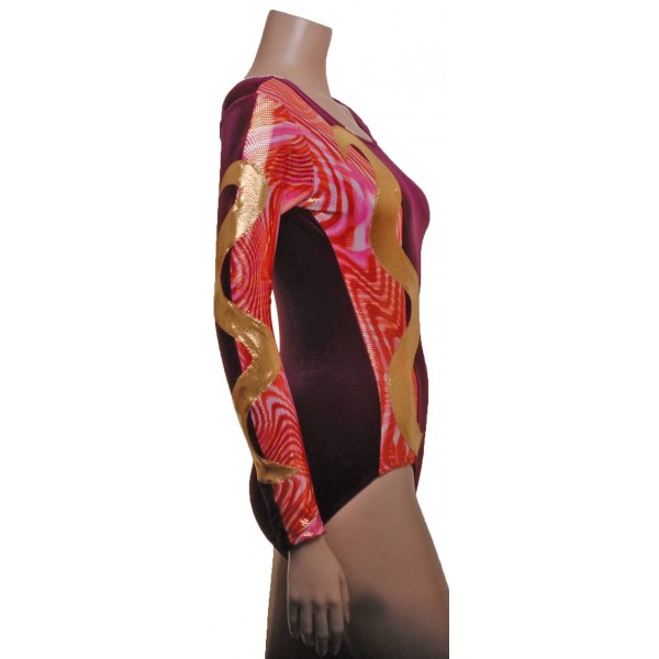 Spectrum Burgundy Long Sleeve Gymnastic Leotard 