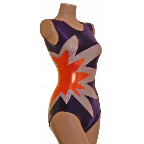 Starburst Purple Sleeveless Gymnastic Leotard 