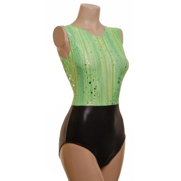 Saville Green Sleeveless Gymnastic Leotard (065b)