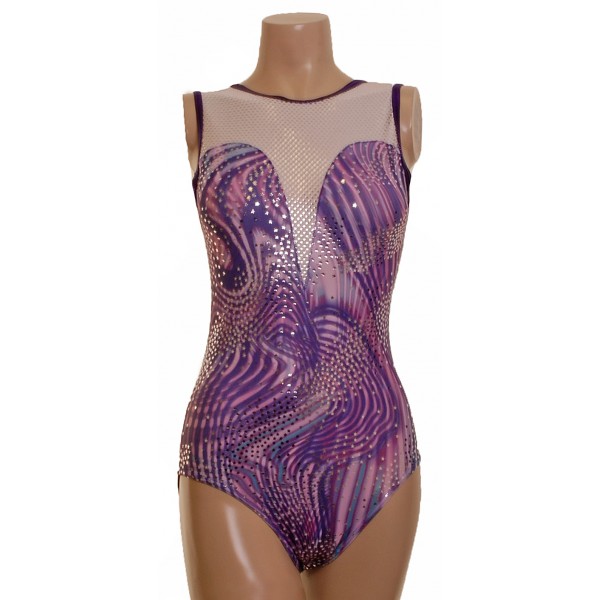 Mirage White/Purple Gymnastic Leotard (062b)