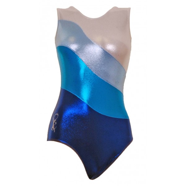 Multi-Wave Blue Sleeveless Gymnastic Leotard (061a)