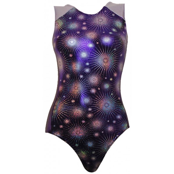 Topaz Purple Starburst Sleeveless Gymnastic Leotard 