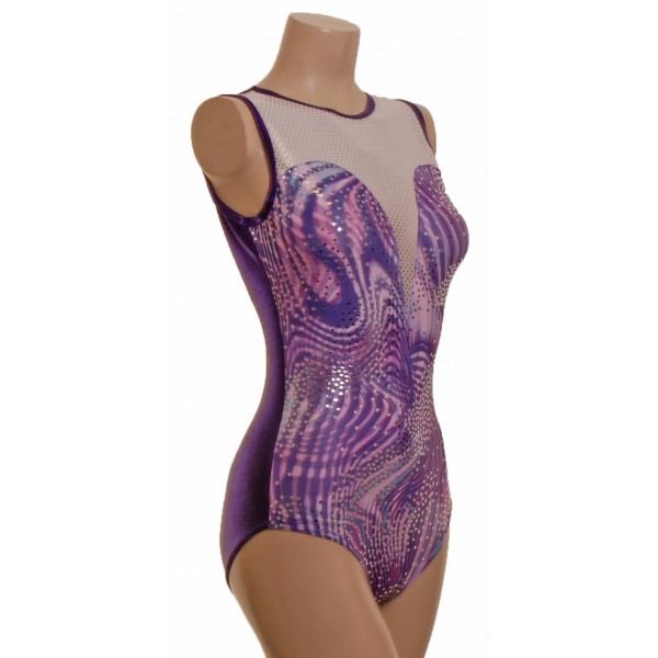 Mirage White/Purple Gymnastic Leotard (062b)