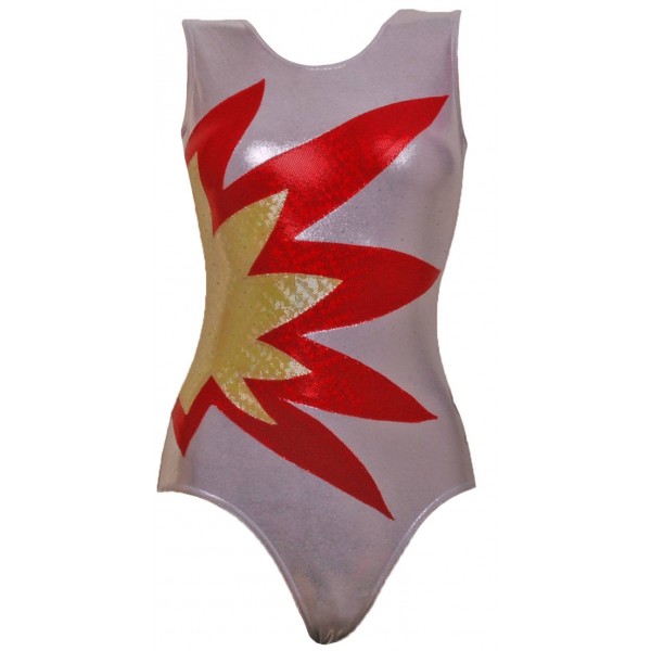 Starburst Silver Sleeveless Gymnastic Leotard 