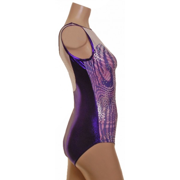 Mirage White/Purple Gymnastic Leotard (062b)